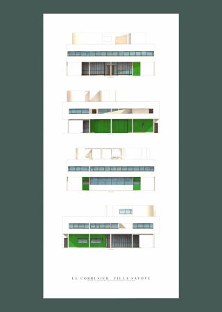 Литография Le Corbusier - Le Corbusier: 'Villa Savoye, Four Elevations' Offset-lithograph