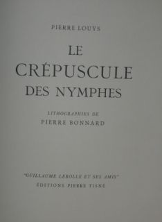 Иллюстрированная Книга Bonnard - LE CREPUSCULE DES NYMPHES