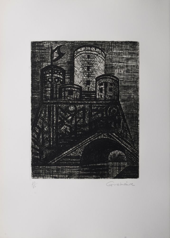 Литография Gromaire - Le donjon de Dunsinane, 1958