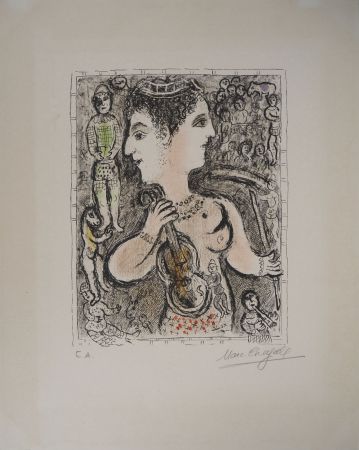 Литография Chagall - Le double visage de l'artiste