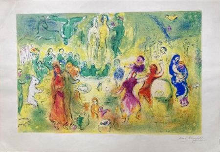 Литография Chagall - LE FESTIN NUPTIAL ((Wedding Feast). Épreuve signée (Daphnis & Chloé - 1961)