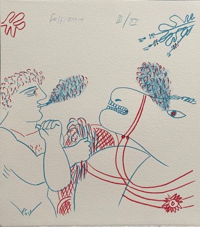 Литография Fassianos - Le fumeur de cigarette et le cheval