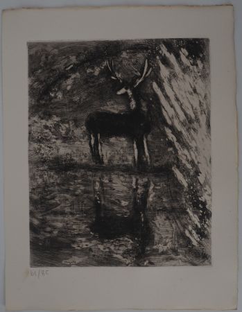 Гравюра Chagall - Le grand cerf (Le cerf se voyant dans l'eau)