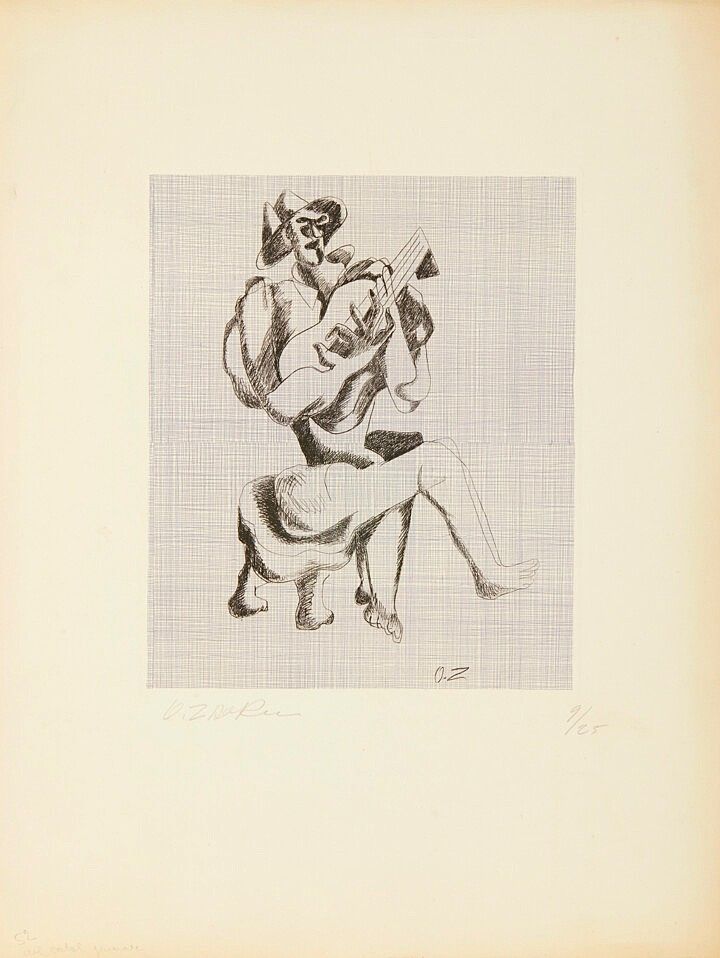 Офорт Zadkine - Le guitariste