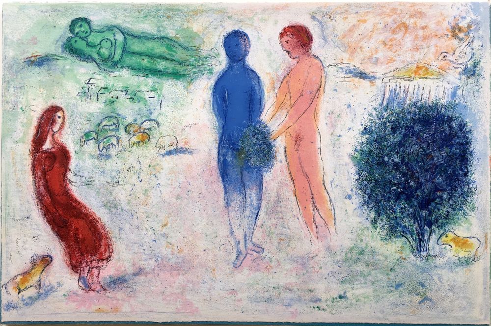 Литография Chagall - LE JUGEMENT DE CHLOÉ (de la suite Daphnis et Chloé - 1961)