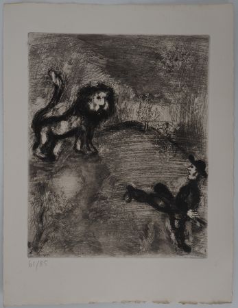 Гравюра Chagall - Le lion et le chasseur