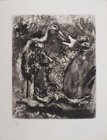 Гравюра Chagall - Le loup et la cigogne
