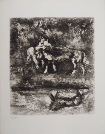 Гравюра Chagall - Le loup et l'agneau