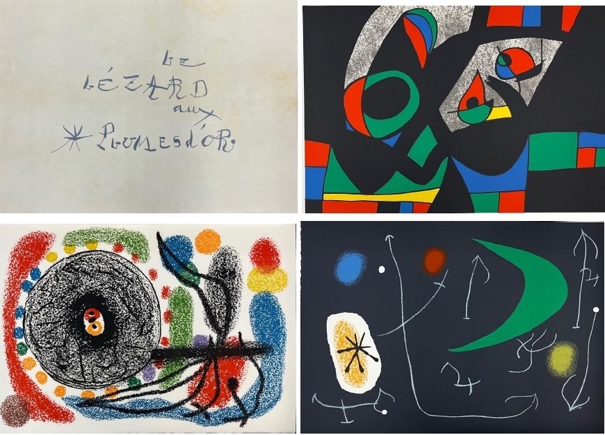 Литография Miró - Le lézard  aux plumes d`or