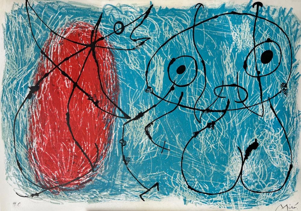 Литография Miró - Le Lézard aux plumes d'or 