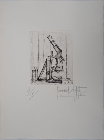 Гравюра Buffet - Le Microscope