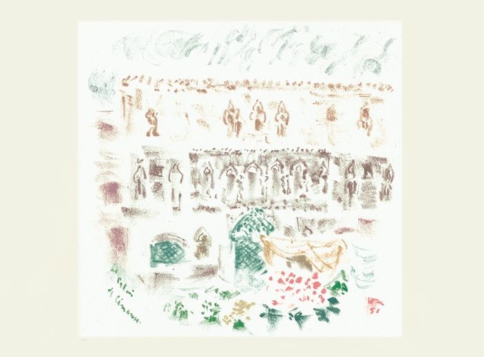 Литография Masson - Le Palais de Cimarosa (Voyage à Venise)