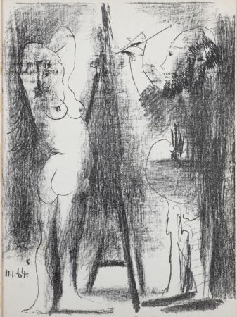 Литография Picasso - Le Peintre et Son Modèle, 1964.
