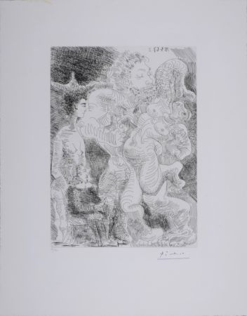 Офорт Picasso - Le peintre et son modèle imaginant une étreinte