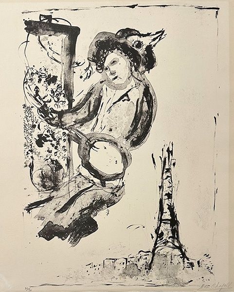 Литография Chagall - Le peintre sur Paris