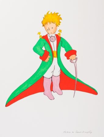 Литография Saint-Exupéry - Le Petit Prince en grand manteau