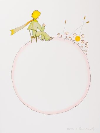 Литография Saint-Exupéry - Le Petit Prince et le coucher de soleil