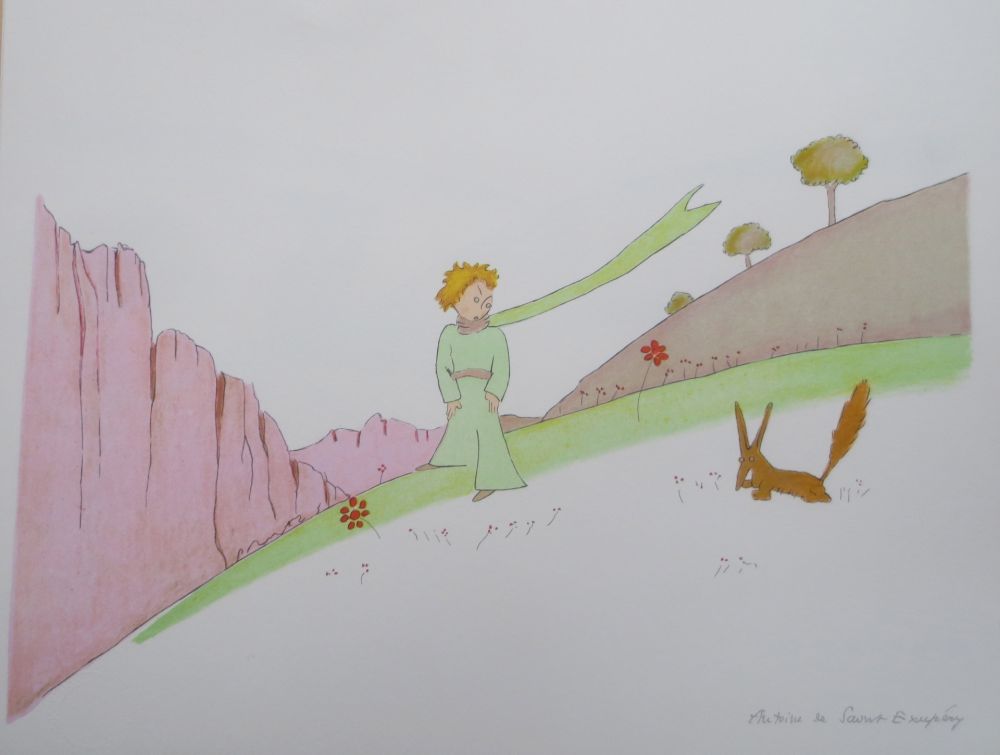 Литография Saint-Exupéry - Le petit prince et le renard
