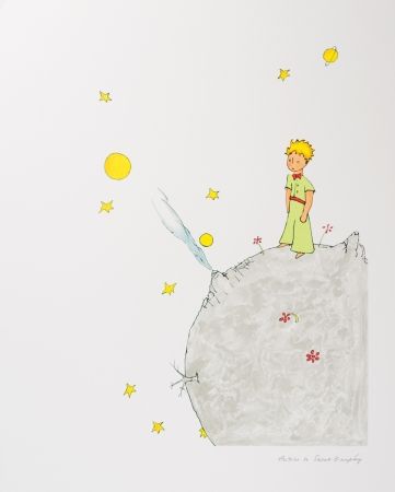 Литография Saint-Exupéry - Le Petit Prince sur l'astéroide B-612