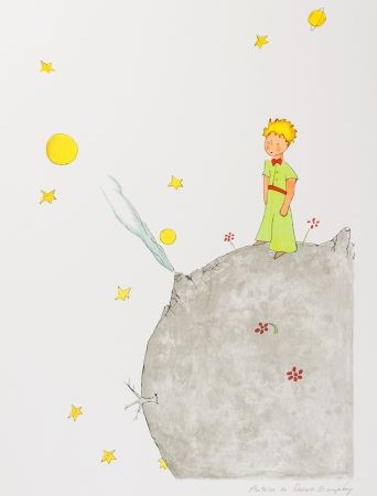 Литография Saint-Exupéry - Le Petit Prince sur l'astéroide B-612