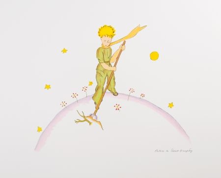 Литография Saint-Exupéry - Le Petit Prince sur sa planète