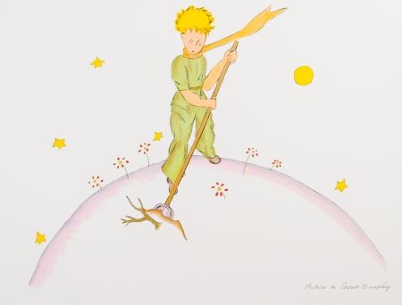 Литография Saint-Exupéry - Le Petit Prince sur sa planète