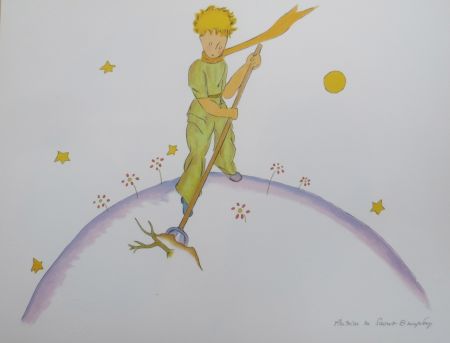 Литография Saint-Exupéry - Le petit prince sur sa planéte