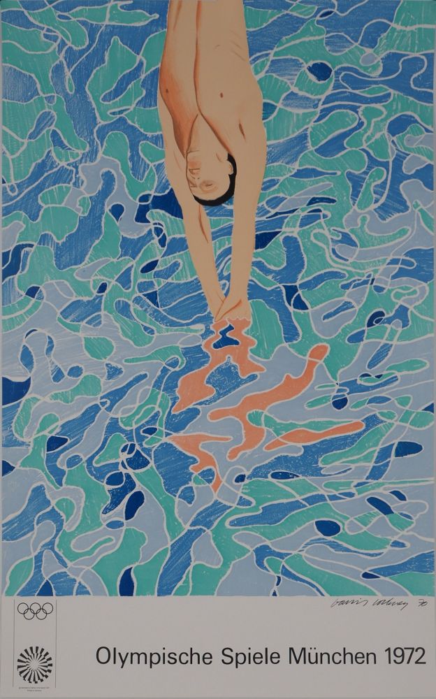 Литография Hockney - Le plongeur