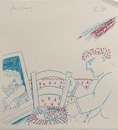 Литография Fassianos - Le poisson sur la chaise