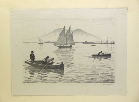 Литография Marquet - Le Port de Naples, 1926. Signé et numérotée. 