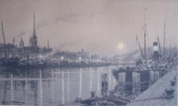Литография Alleaume - Le port de Rouen