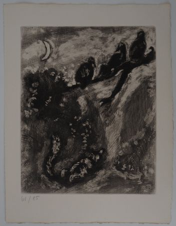 Гравюра Chagall - Le renard en chasse (Le renard et les poulets d'Inde) 