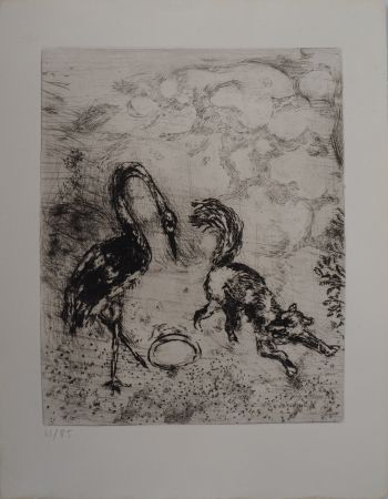 Гравюра Chagall - Le renard et la cigogne