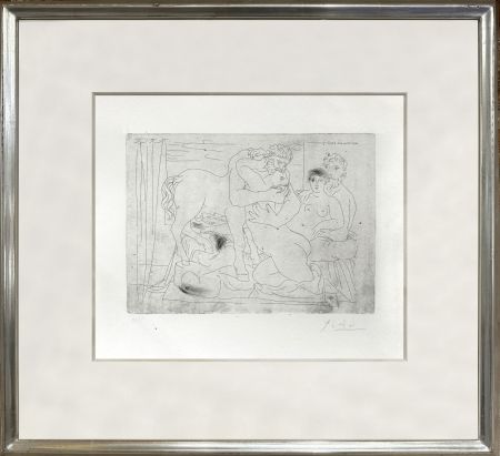 Гравюра Picasso - Le repos du sculpteur devant un centaure et une femme