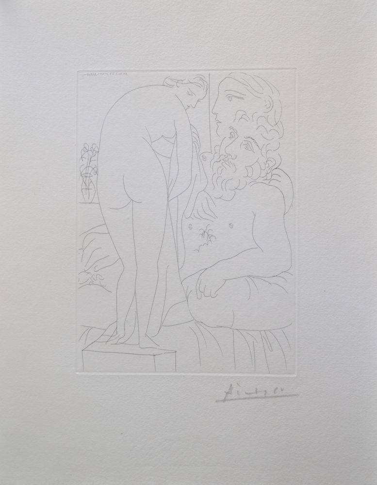 Гравюра Picasso - Le repos du sculpteur devant un nu à la draperie, pl. 51 (B160 Vollard)