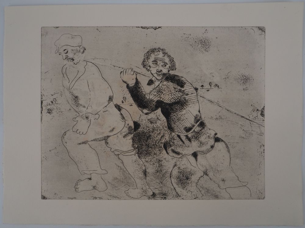 Гравюра Chagall - Le retour de pêche (Les haleurs)