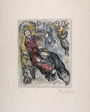 Литография Chagall - Le roi David avec sa lyre, 1979