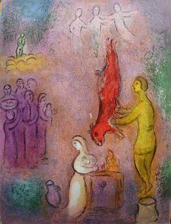 Литография Chagall - Le sacrifice aux nymphes
