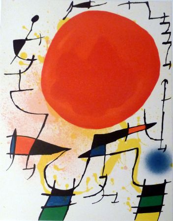 Литография Miró - Le Soleil Rouge