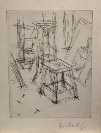 Офорт Giacometti - Le Tabouret dans l'atelier