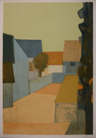 Литография Minaux - Le Village, 1975 - Hand-signed