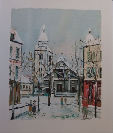 Трафарет Utrillo - Le Village inspire - Saint Pierre church in Montmartre