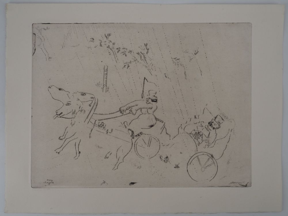 Гравюра Chagall - Le voyage en calèche (En route vers Sobakévitch)