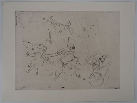 Гравюра Chagall - Le voyage en calèche (En route vers Sobakévitch)