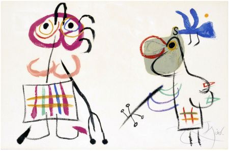 Литография Miró - L'ENFANCE D'UBU. Lithographie en couleurs signée (1975).