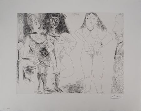 Гравюра Picasso - Les 156, planche 126 : Degas chez les filles, la note