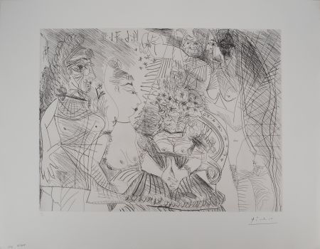 Гравюра Picasso - Les 156, planche 154 : La Fête de la patronne, confetti et diablotin. Fine tranche de Degas