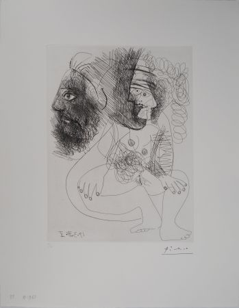 Гравюра Picasso - Les 156, planche 88 : Portrait et nu cubiste