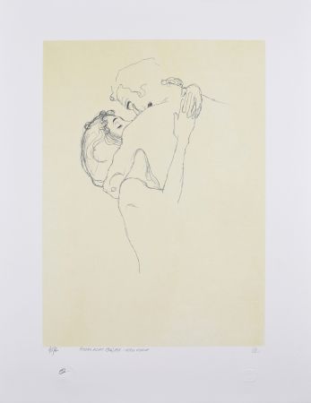 Литография Klimt - LES AMOUREUX / LOVERS 1904-1905 / Upper bodies of an embracing couple