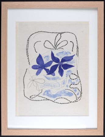 Литография Braque - Les Deux iris, 1963 - Framed